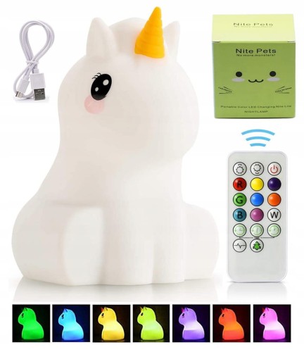 LAMPKA NOCNA DLA DZIECI JEDNOROŻEC LED SILIKONOWA - zdjęcie 1