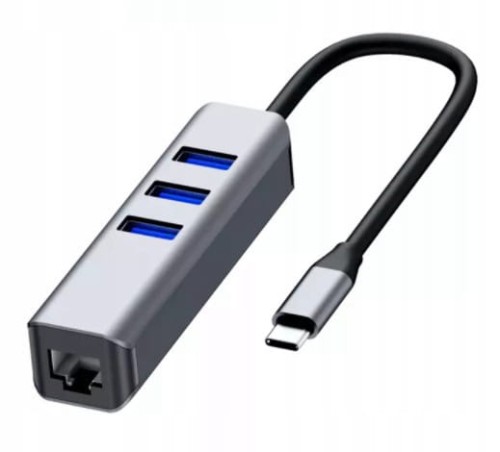Adapter Karta Sieciowa HUB USB-C Ethernet Gigabit 1000 Mbps LAN RJ45 3x USB 3.0 BYL-2013U - zdjęcie 1