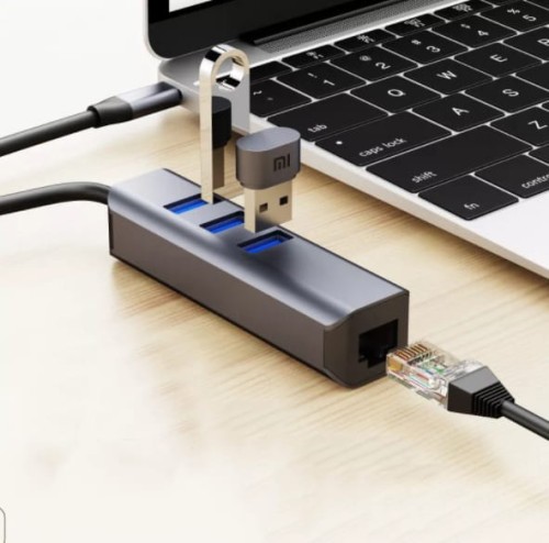 Adapter Karta Sieciowa HUB USB-C Ethernet Gigabit 1000 Mbps LAN RJ45 3x USB 3.0 BYL-2013U - zdjęcie 2