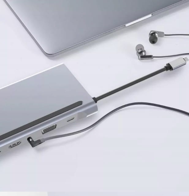 STACJA DOKUJĄCA HUB ADAPTER USB-C 12w1 Stacja Dokująca 2x HDMI 4K ETHERNET RJ45 USB 3.0 SD M1 M2 M3 BYL-2211 - zdjęcie 5
