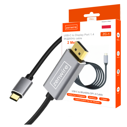 KABEL USB-C DisplayPort 8K 5K 4K Display Port MACBOOK Thunderbolt 3.0 /4.0 240Hz Zenwire ZC-1 - zdjęcie 1