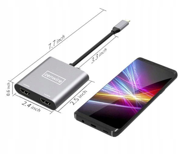 ADAPTER HUB Przejściówka USB-C 4W1 2x HDMI 4K USB 3.0 Zenwire BYL-2309 - zdjęcie 4